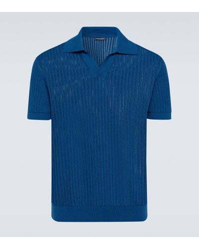 Frescobol Carioca Rino Ribbed-knit Cotton Polo Shirt - Blue