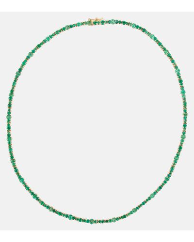 Ileana Makri Rivulet 18kt Gold Necklace With Emeralds - Metallic