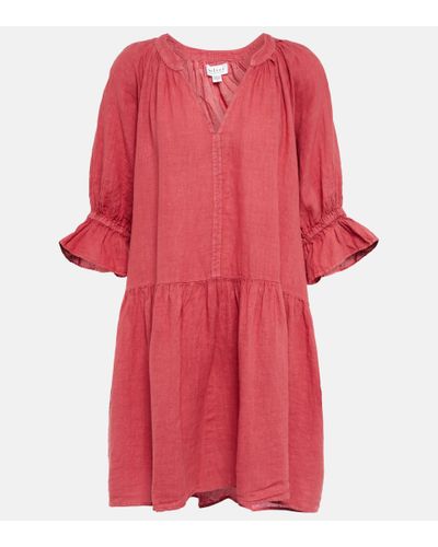 Velvet Bria Linen Mini Dress - Red