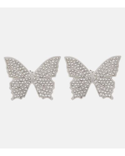 Blumarine Butterfly Crystal-embellished Earrings - White