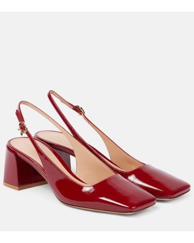 Gianvito Rossi Freeda Patent Leather Slingback Pumps - Red
