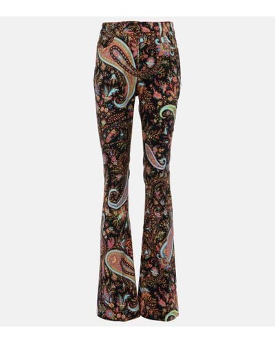 Etro Paisley High-rise Flared Jeans - Black