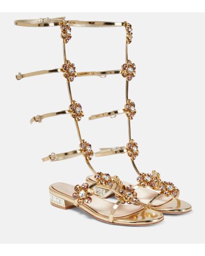 Giambattista Valli Embellished Leather Gladiator Sandals - Metallic