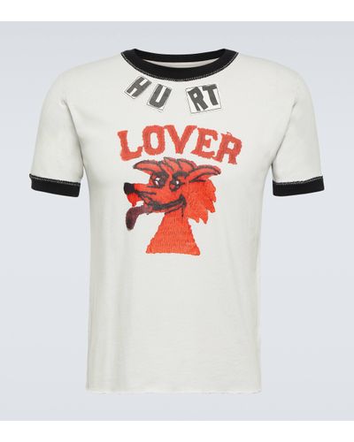 ERL T-shirt en coton et lin Hurt Lover - Blanc