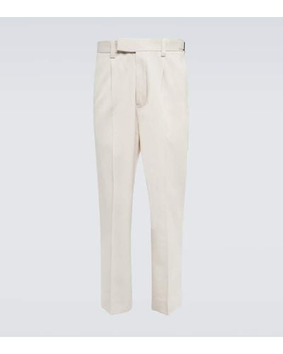 Zegna Straight Cotton And Wool Pants - Natural