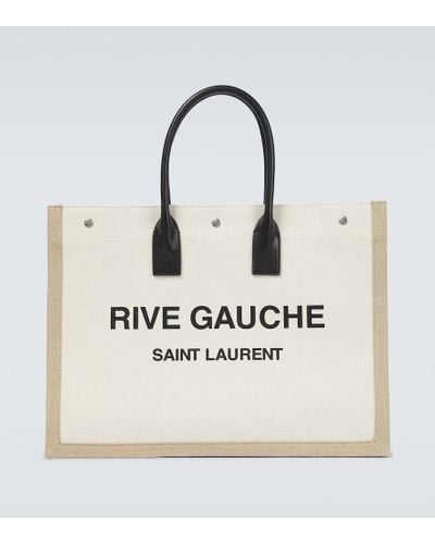 Saint Laurent Rive Gauche Canvas Tote Bag - Natural