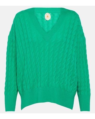 Jardin Des Orangers Cable-knit Wool And Cashmere Sweater - Green