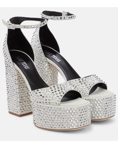 Paris Texas Tatiana Embellished Suede Platform Sandals - Metallic