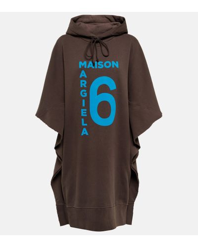 MM6 by Maison Martin Margiela Logo Cotton Hoodie Dress - Brown
