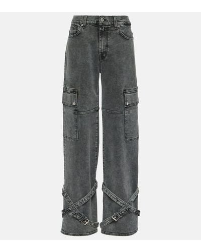 7 For All Mankind X Chiara Biasi Belted Cargo Low-rise Cargo Jeans - Gray