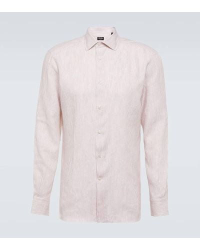ZEGNA Camicia in lino a righe - Bianco