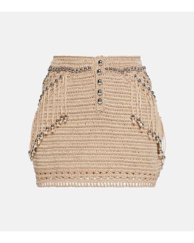 Rabanne Embellished Cotton Crochet-knit Miniskirt - Natural