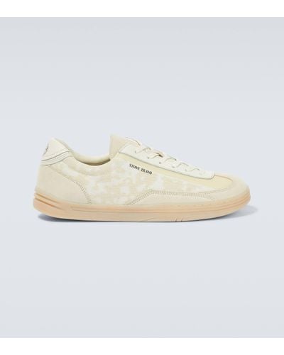 Stone Island S0101 Leather And Canvas Trainers - White