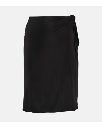 Saint Laurent Tie-detail Jersey Pencil Skirt - Black