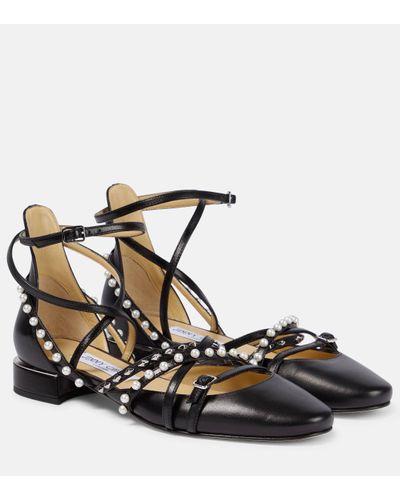 Jimmy Choo Celestia Strappy Leather Flat Court Shoes - Black