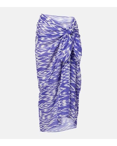 Eres Weather Printed Cotton Beach Cover-up - Purple