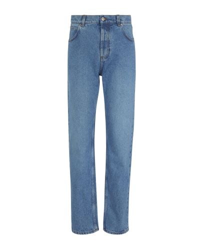 Loewe Jeans tapered Anagram con piel - Azul