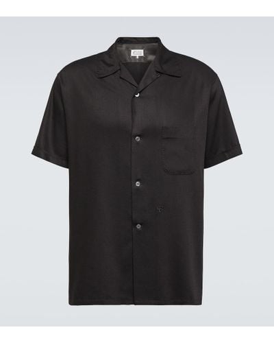 Maison Margiela Camisa C de sarga con bordados - Negro