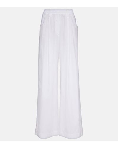 Brunello Cucinelli High-rise Cotton Wide-leg Trousers - White