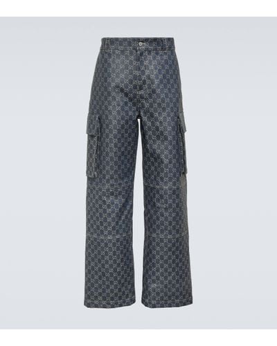 Gucci Jean cargo GG ample - Gris