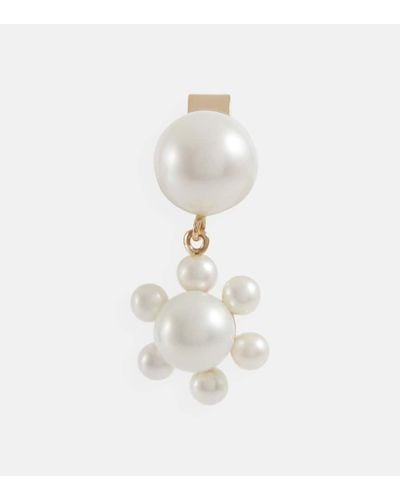 Sophie Bille Brahe Petite Deux Jeanne 14kt Gold And Pearls Single Earring - White