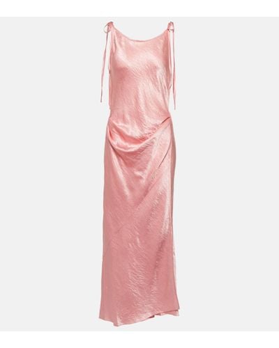 Acne Studios Wrap Satin Midi Dress - Pink