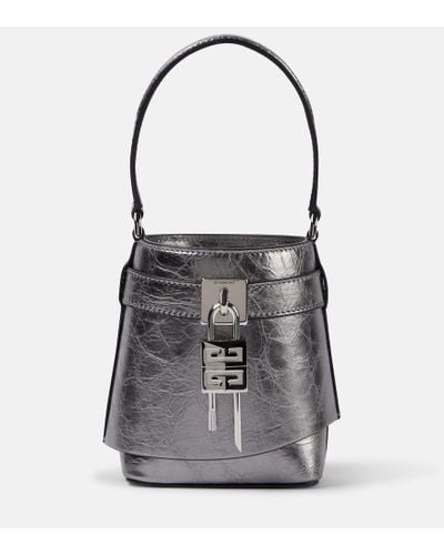 Givenchy Shark Lock Micro Metallic Leather Bucket Bag - Black
