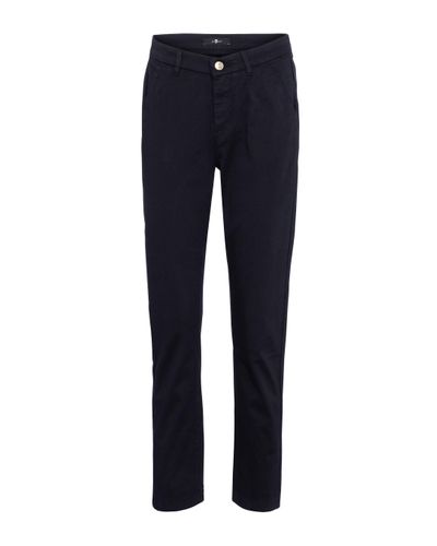 7 For All Mankind Mid-rise Slim Cropped Twill Trousers - Blue