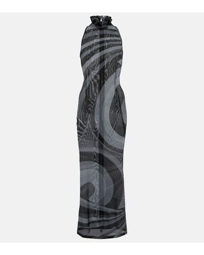 Emilio Pucci Gray Iride-print Maxi Dress