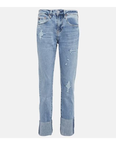 AG Jeans Cuffed Straight Jeans - Blue