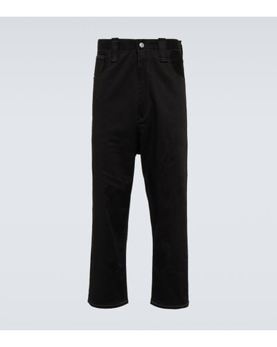 Junya Watanabe High-rise Cotton-blend Straight Trousers - Black