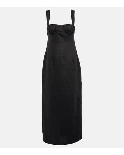 Sir. The Label Bettina Linen Maxi Dress - Black