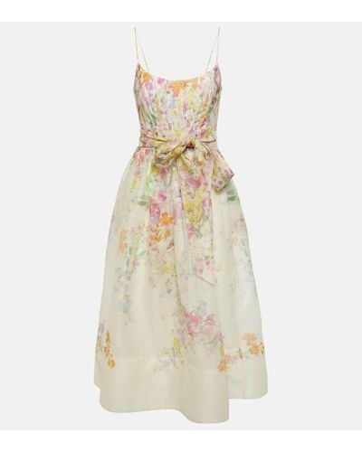 Zimmermann Vestido midi Natura de lino y seda floral - Neutro