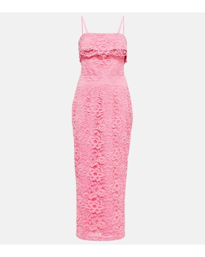 Rasario Layered Lace Midi Dress - Pink