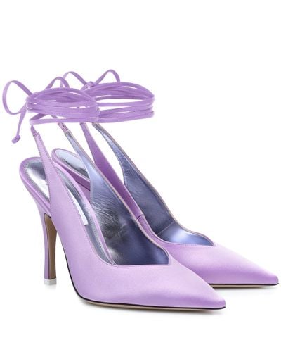 The Attico Venus Satin Slingback Court Shoes - Purple