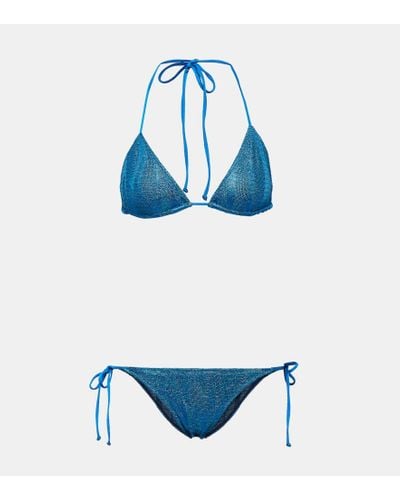Missoni Bikini triangular de tiro bajo - Azul