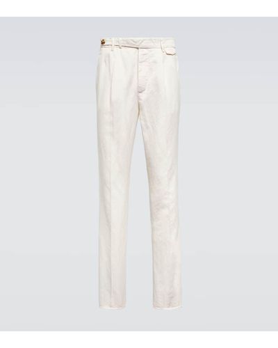 Brunello Cucinelli Pantalones rectos de lino y algodon - Blanco