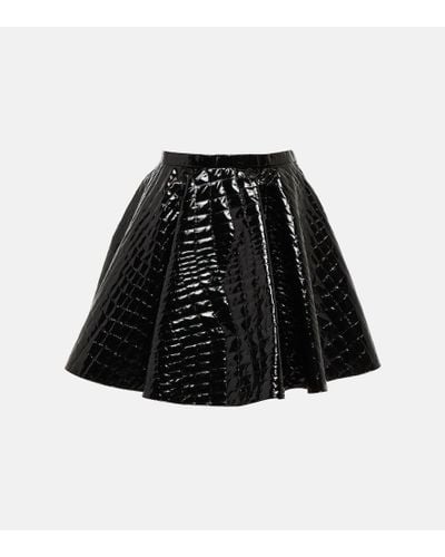 Alaïa Minifalda plisada efecto cocodrilo - Negro