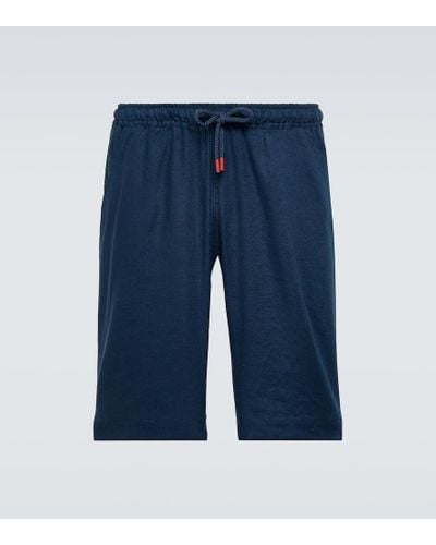 Kiton Shorts aus Leinen - Blau