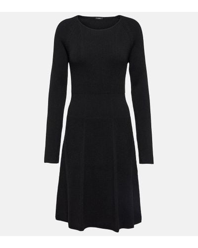JOSEPH Ribbed-knit Wool Minidress - Black