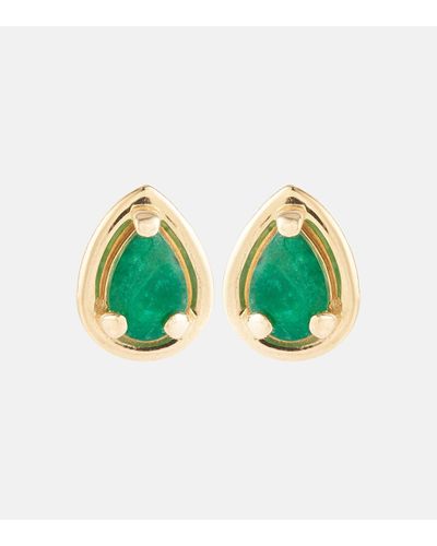 STONE AND STRAND Birthstone Bonbon 14kt Gold Earrings With Emeralds - Green