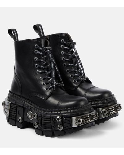 Vetements Destroyer Leather Combat Boots - Black