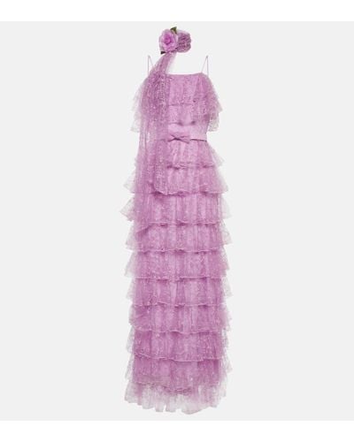 Rodarte Floral Tulle Maxi Dress - Purple