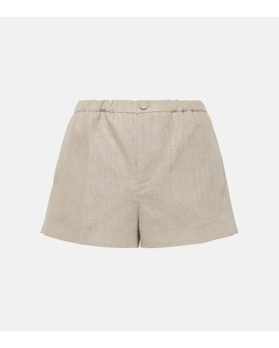 Valentino Linen Canvas Shorts - Natural