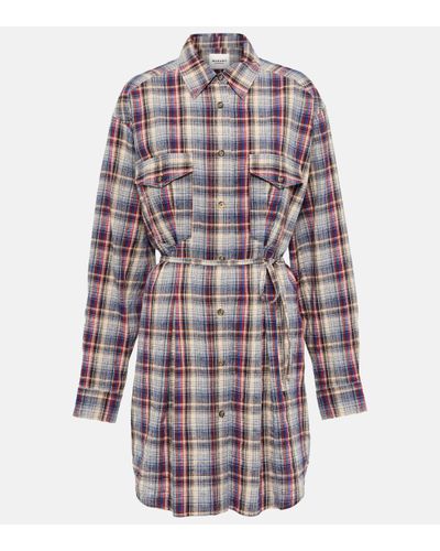 Isabel Marant Liliane Checked Flannel Minidress - White