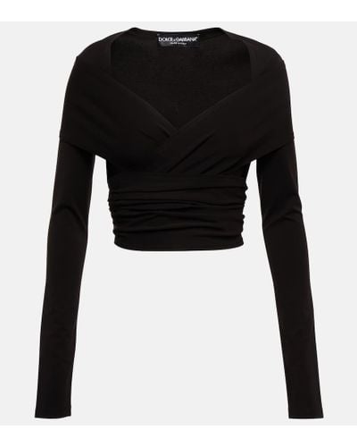 Dolce & Gabbana X Kim top de jersey fruncido con guantes - Negro