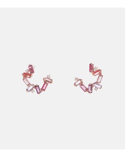 Suzanne Kalan Zuri 14kt Rose Gold Earrings With Topaz, Rhodolite And Diamonds - Pink