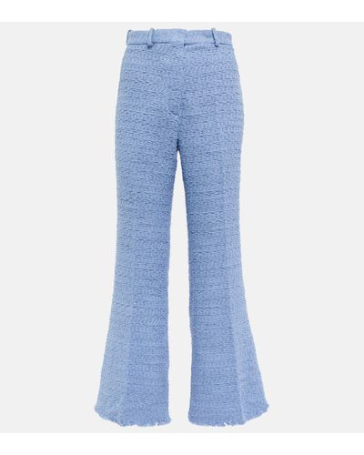 Oscar de la Renta High-rise Flared Tweed Trousers - Blue