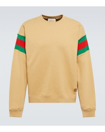 Gucci Web Stripe Cotton Jersey Sweatshirt - Yellow