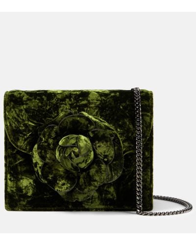 Oscar de la Renta Tro Mini Velvet Crossbody Bag - Green